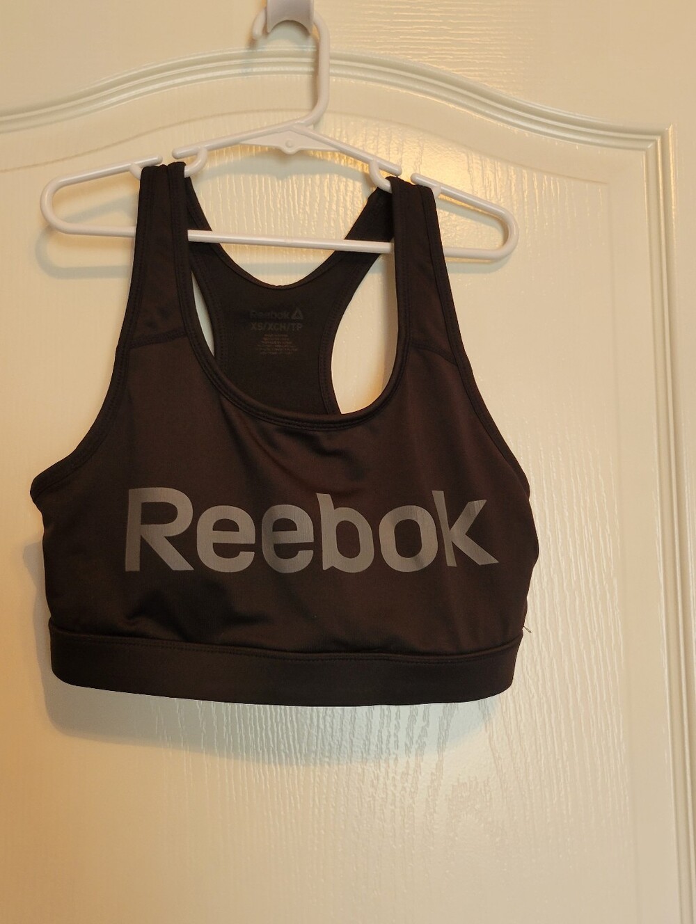 Reebok Black Sports Racerback Bra with Logo & Cut Out in Back Extra Small